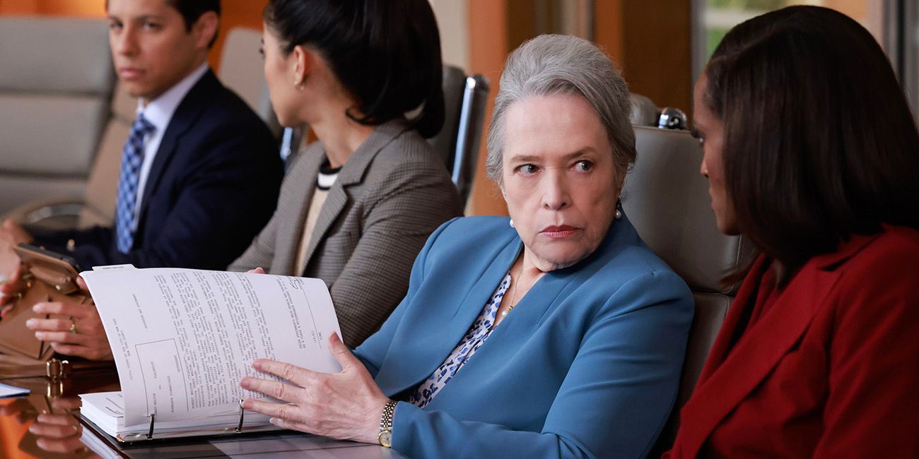 Kathy Bates as Madeline Matlock examining legal files in CBS hit series Matlock