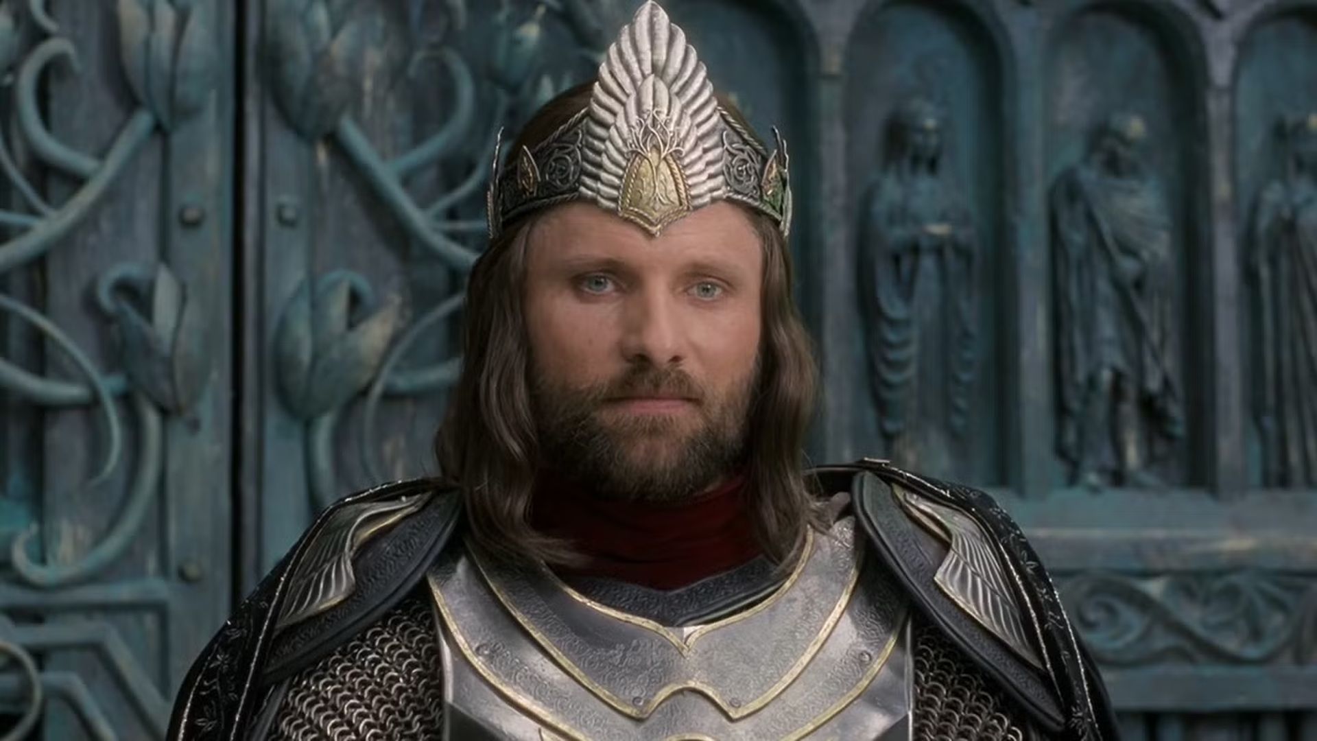 Aragorn coronado Rey Elessar en El Señor de los Anillos: El Retorno del Rey