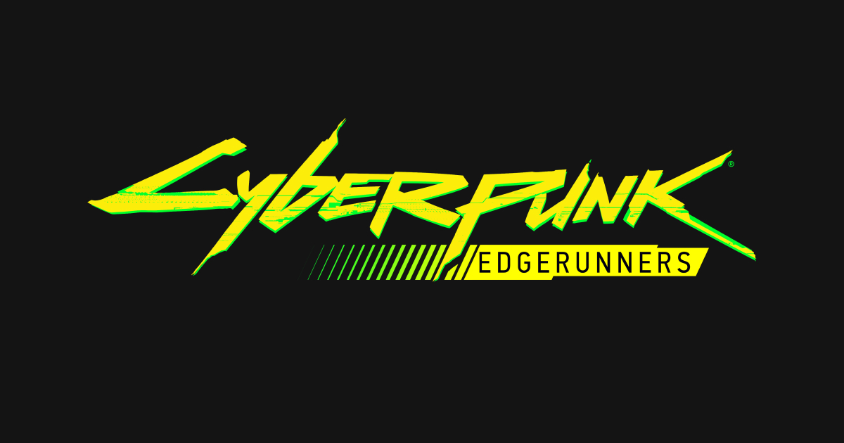 Logo oficial de Cyberpunk: Edgerunners sobre fundo preto