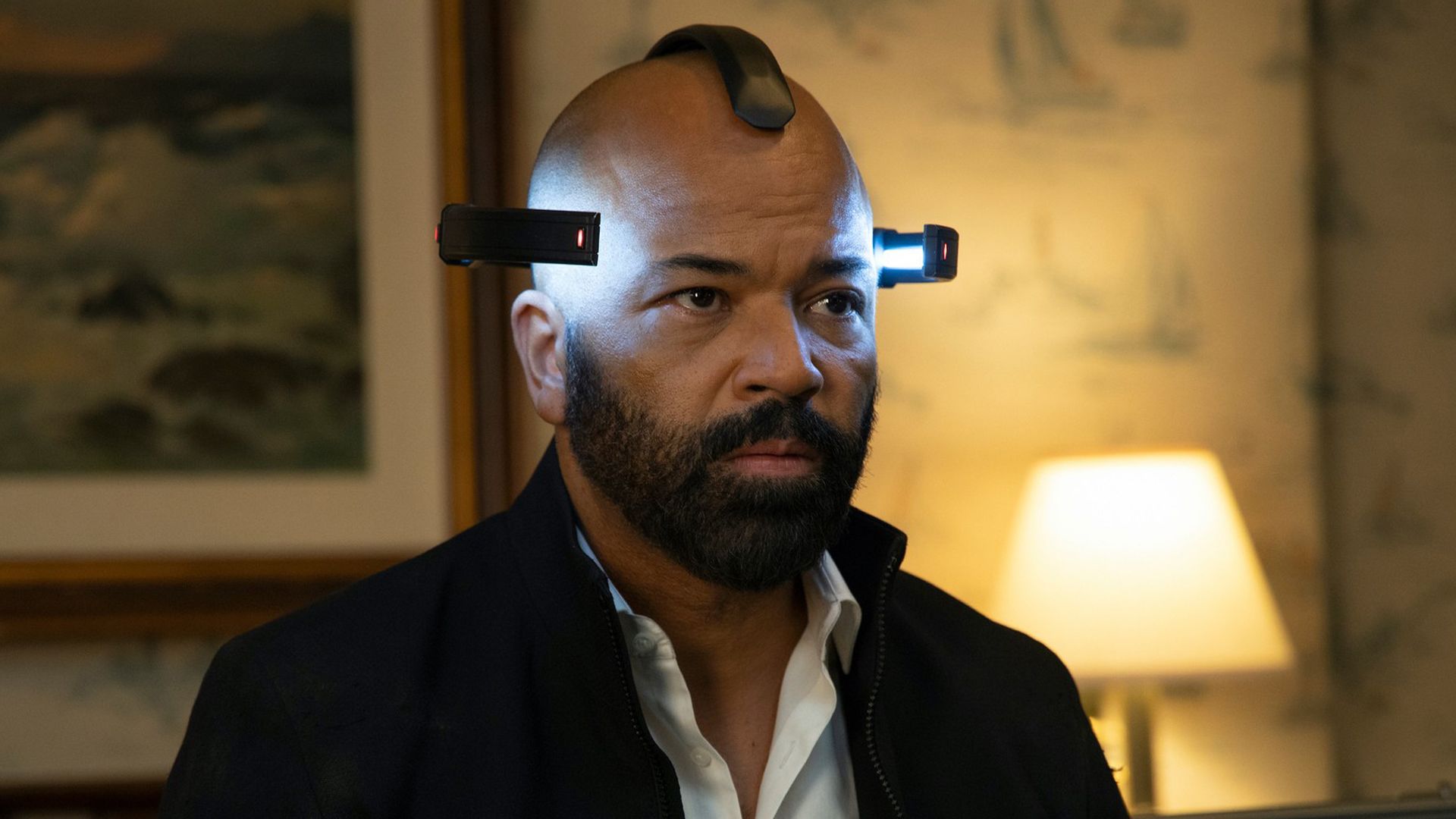 Jeffrey Wright wearing an advanced neural diagnostic headset in HBO's Westworld