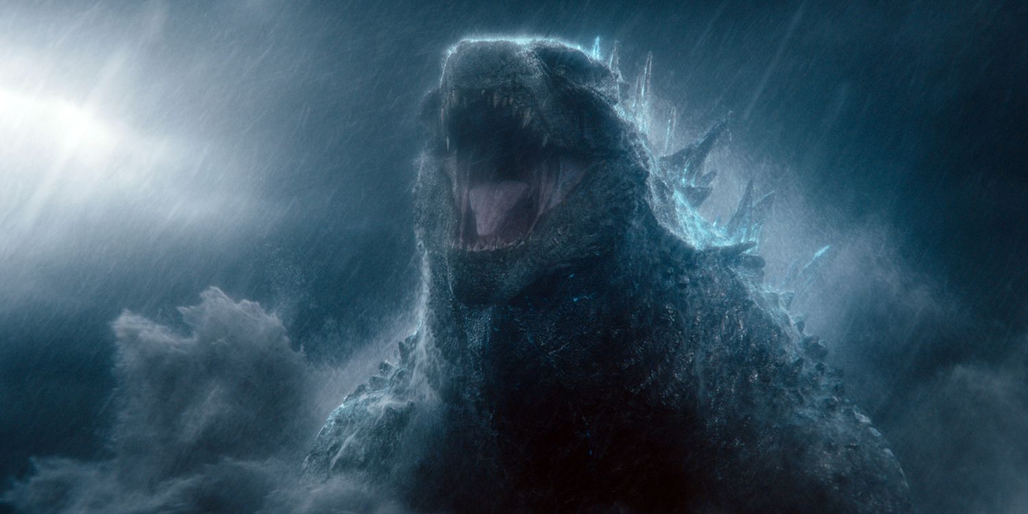Godzilla rugindo em cena de confronto no Monsterverse