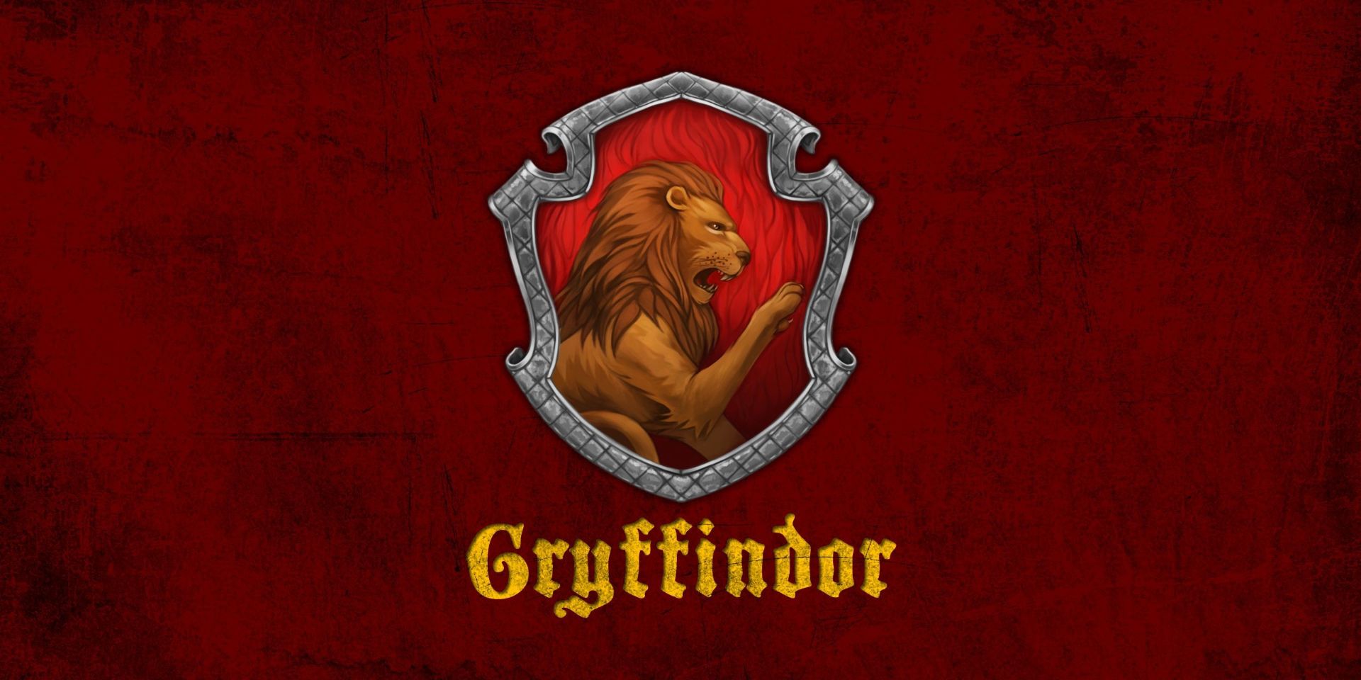 Estandarte oficial da casa Grifinória com as cores escarlate e dourado
